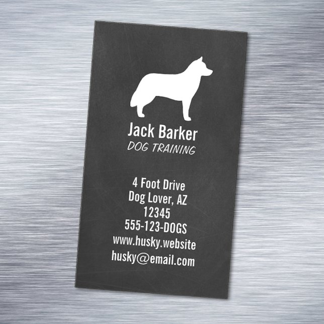 Tarjeta De Visita Magnética Siberian Husky Dog Silhouette Chalkboard Style (Subido por el creador)