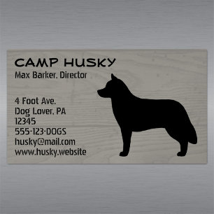 Tarjeta De Visita Magnética Siberian Husky Dog Silhouette Wood Grain Style