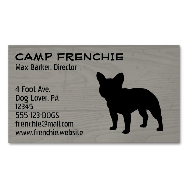 Tarjeta De Visita Magnética Silhouette de Bulldog francés negro | Perro francé (Anverso)
