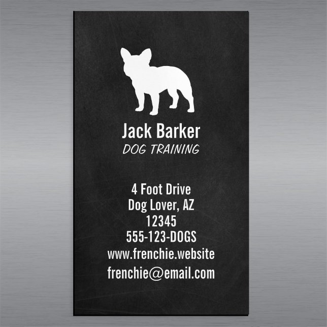 Tarjeta De Visita Magnética Silhouette de Bulldog francés | Perro Mascota fran (Subido por el creador)