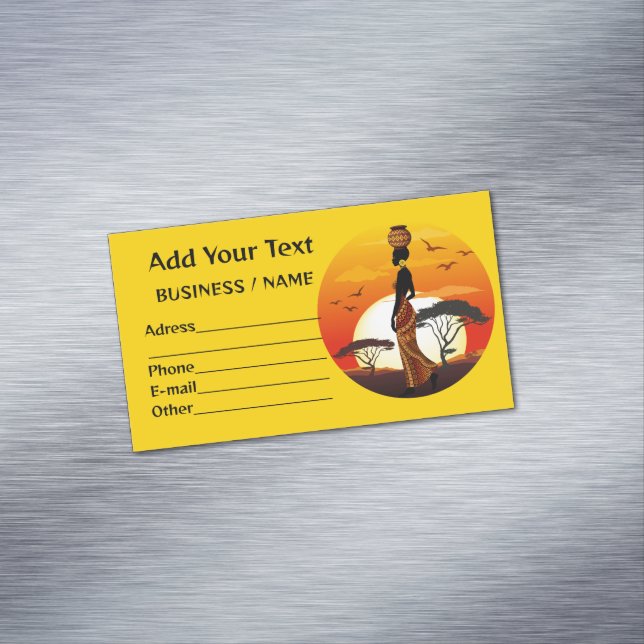 Tarjeta De Visita Magnética Silhouette de una bella mujer africana sobre los S (In Situ)