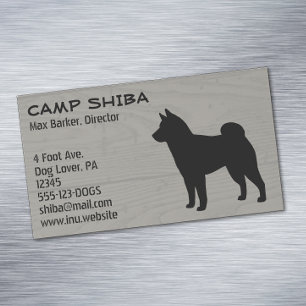 Tarjeta De Visita Magnética Silueta de Shiba Inu Estilo de madera de raza de
