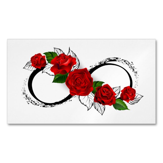 Tarjeta De Visita Magnética Símbolo infinito con rosas rojas (Anverso)