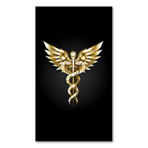 Tarjeta De Visita Magnética Símbolo poligonal de oro Caduceus