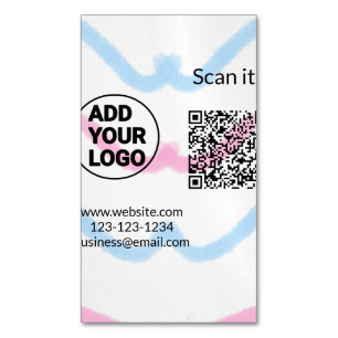 Tarjeta De Visita Magnética Simple código qr minimalista agregar logo escanear