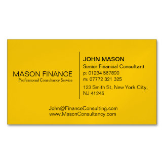 Tarjeta De Visita Magnética Simple Generic Yellow Business Card