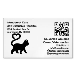 Tarjeta De Visita Magnética Simple, moderno, código QR Hospital Veterinario