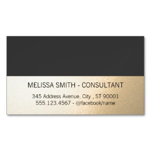 Tarjeta De Visita Magnética Simple Profesional Oro Gris Lux