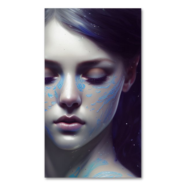 Tarjeta De Visita Magnética Sirena de Emeraud de Blue Lace 8k (Frente vertical)