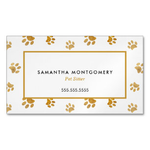 Tarjeta De Visita Magnética Sitio de Mascota de pinturas de Purpurina de oro b