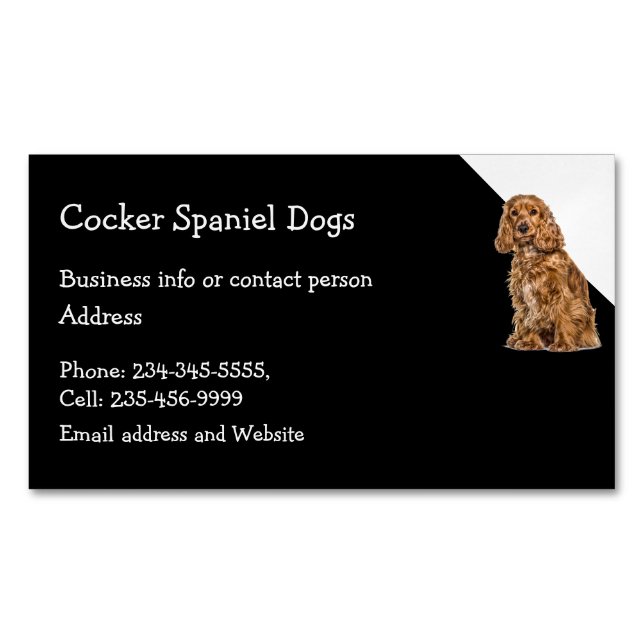 Tarjeta De Visita Magnética Sitter Mascota del criador de perros Cocker Spanie (Anverso)
