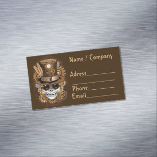 Tarjeta De Visita Magnética Skull Steampunk Voodoo Retro Machine