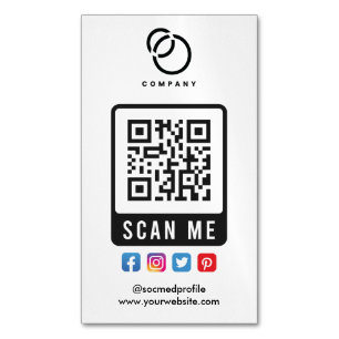 Tarjeta De Visita Magnética Social Media Scan ME QR Code Logo Moderno Simple