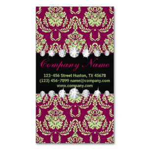 Tarjeta De Visita Magnética Sofisticado damasco de moda femenina