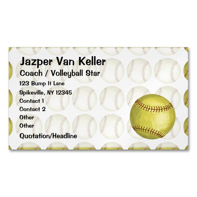 Tarjeta De Visita Magnética Softball del modelo (Anverso)
