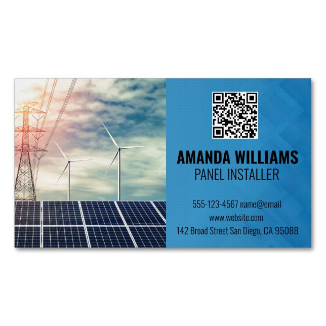 Tarjeta De Visita Magnética Solar Panels | Tech Logo | Energy (Anverso)