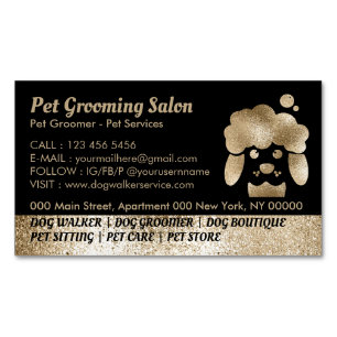 Tarjeta De Visita Magnética Spa Dog Grooming Salon Gold
