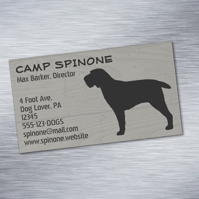 Tarjeta De Visita Magnética Spinone Italiano Perro Silhouette Faux Wood Style (Subido por el creador)