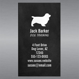 Tarjeta De Visita Magnética Sussex Spaniel Silhouette Chalkboard Style