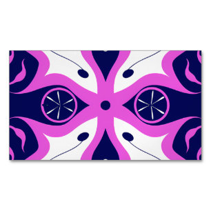 Tarjeta De Visita Magnética Symmetrical Abstract Pattern in Purple and White