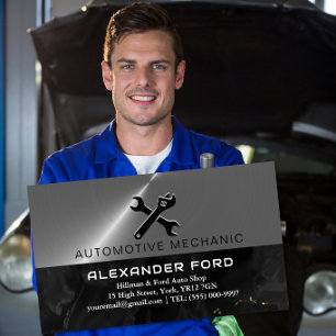 Tarjeta De Visita Magnética taller de mecánico de coches acero plateado metáli