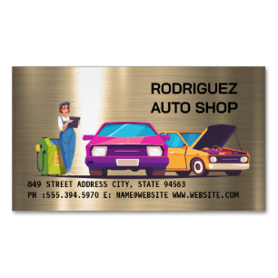 Tarjeta De Visita Magnética Taller mecánico de reparación de automóviles