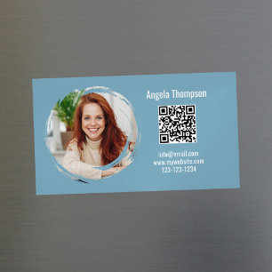 Tarjeta De Visita Magnética Tarjeta Magnética Empresarial de Foto Azul Simple
