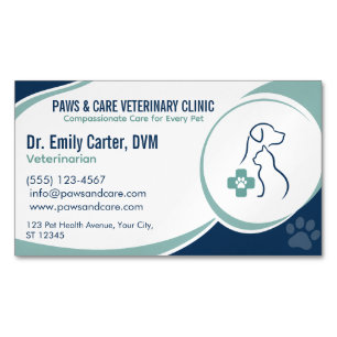 Tarjeta De Visita Magnética Tarjeta magnética personalizada de veterinario par