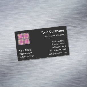 Tarjeta De Visita Magnética Tartán rosa, dorado y azul