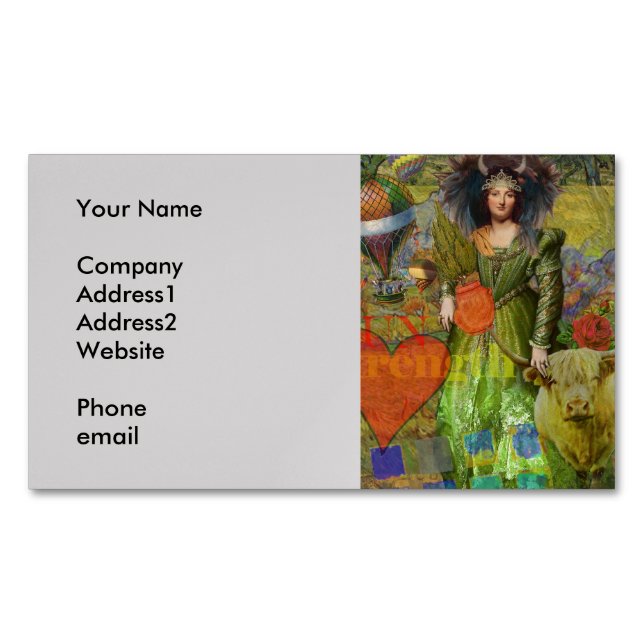 Tarjeta De Visita Magnética Taurus clásico retrato de mujer gótica (Anverso)