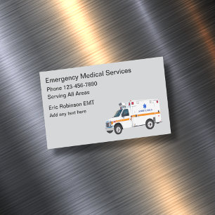 Tarjeta De Visita Magnética Tema de Ambulancia de Servicios Médicos de Emergen
