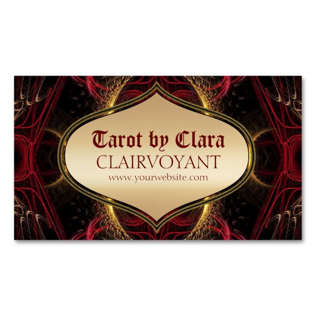 Tarjeta De Visita Magnética Temple Tarot, diosa roja (Anverso)