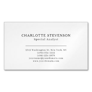Tarjeta De Visita Magnética Tendencias profesionales minimalistas en blanco y 