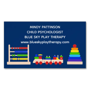 Tarjeta De Visita Magnética Terapia Juega Psicólogo Infantil Toys Tren Azul