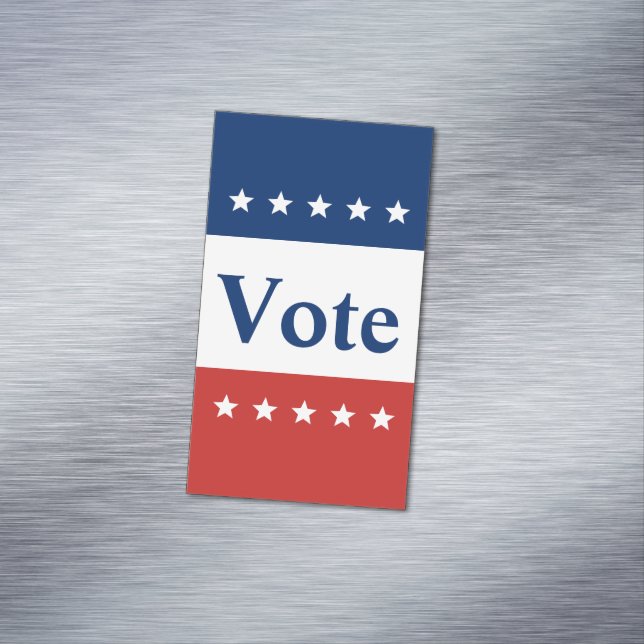 Tarjeta De Visita Magnética Texto de voto rojo blanco y azul con estrellas (In Situ)