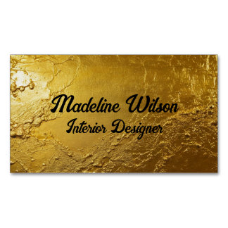 Tarjeta De Visita Magnética Texto Dorado Texturizado
