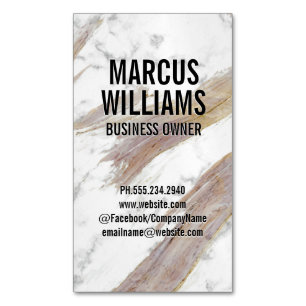 Tarjeta De Visita Magnética Textura de mármol blanco
