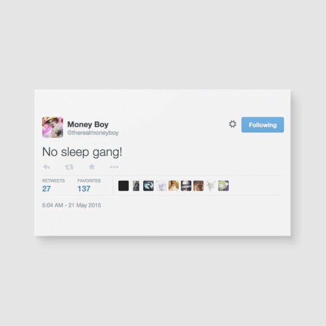 tarjeta de visita magnética @therealmoneyboy (Anverso)