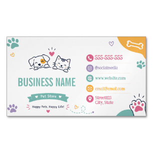Tarjeta De Visita Magnética Tienda de Mascotas Divertida Personalizada