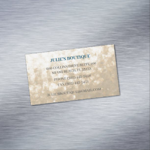 Tarjeta De Visita Magnética Tienda de ropa Purpurinoso dorada azul irlandés