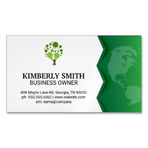 Tarjeta De Visita Magnética Tierra Verde   Icono de árbol