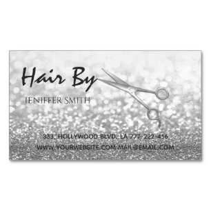 Tarjeta De Visita Magnética Tijeras de bokek modernas y elegantes de color pla