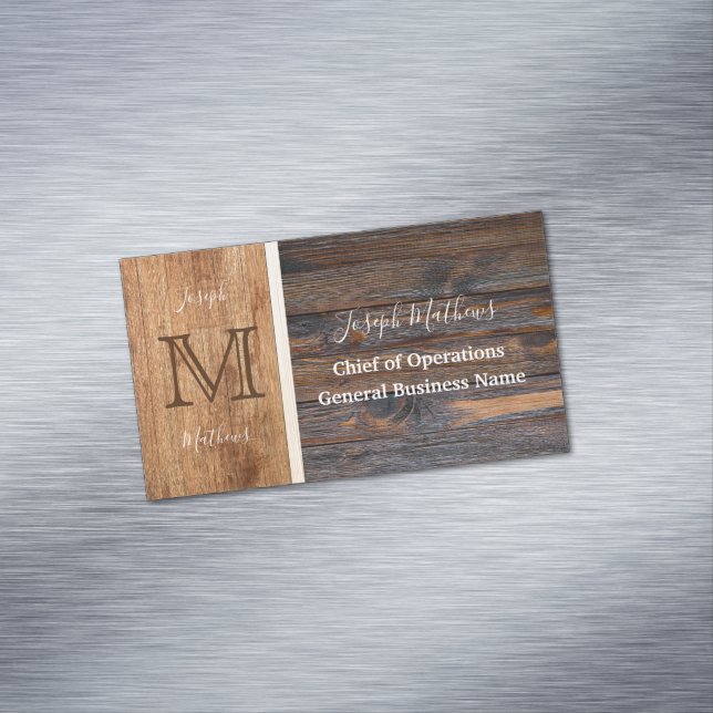 Tarjeta De Visita Magnética Tono de Madera Rústica (In Situ)