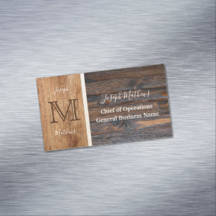 Tarjeta De Visita Magnética Tono rústico de madera