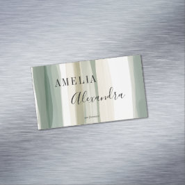 Tarjeta De Visita Magnética Tono tierra Boho Retro Escritura Líneas Onduladas 