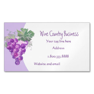 Tarjeta De Visita Magnética Tours de país del vino de uvas de acuarela o viñed