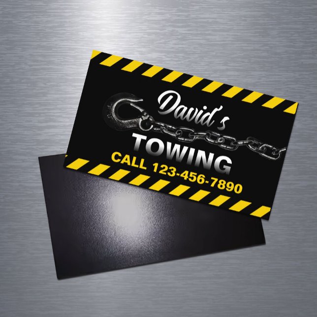 Tarjeta De Visita Magnética Towing Truck Car Hauling Service (Subido por el creador)