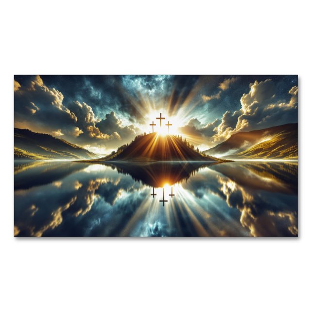 Tarjeta De Visita Magnética Tres cruces en un lago (Anverso)