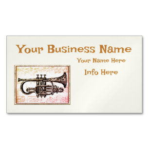 Tarjeta De Visita Magnética Trumpet Y Notas De Música