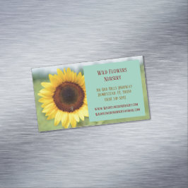 Tarjeta De Visita Magnética Turquoise Gardener Landscaper Florist Sunflower